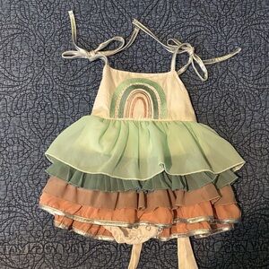 Rainbow Tiered Kids Casual Dress